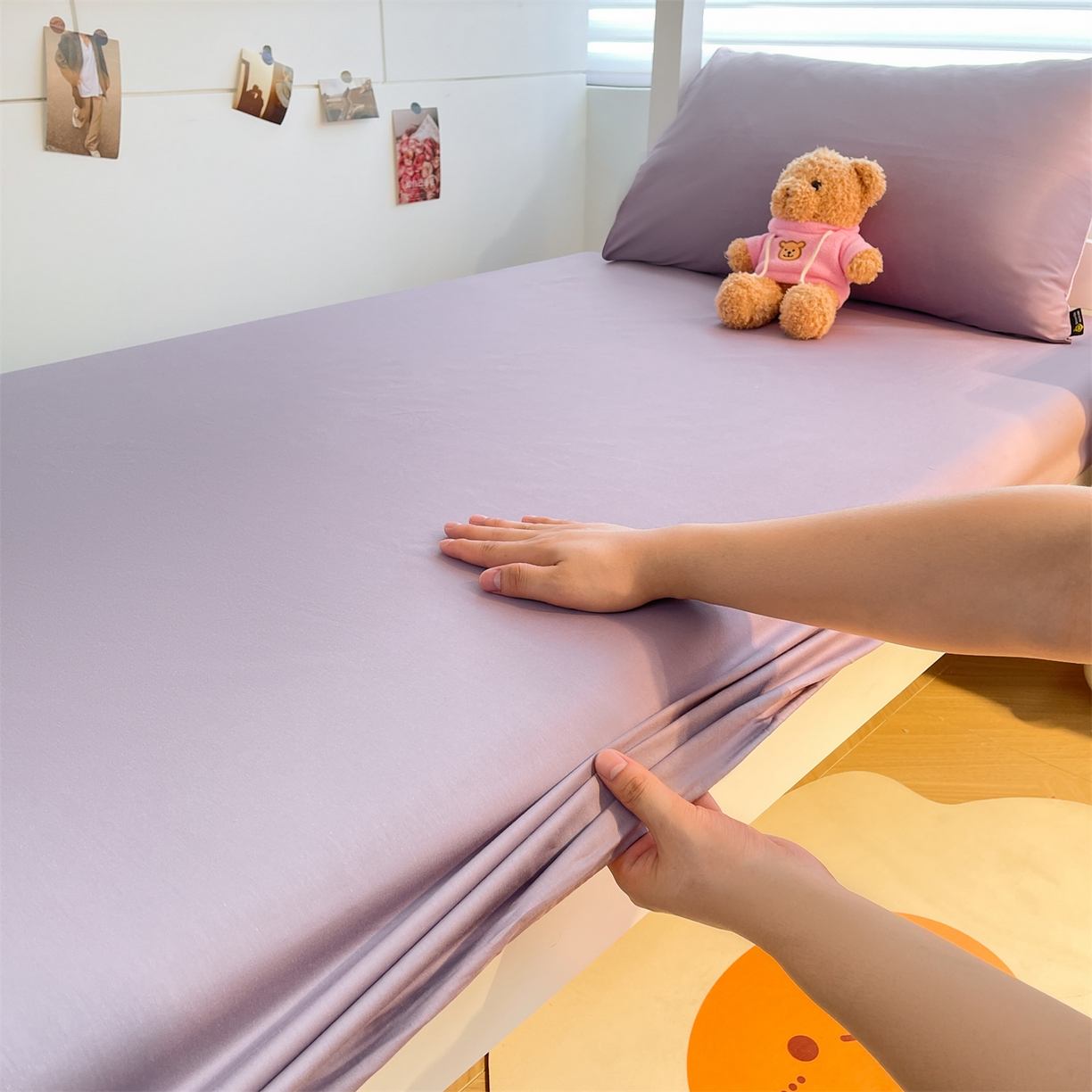 91家纺网 家纺一手货源 找家纺 澳梵家居 2025春夏新款13372全棉纯棉学生宿舍上下铺单床笠床笠单件 黛紫