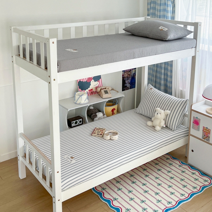 91家纺网 家纺一手货源 找家纺 佳笠家居 2025新款kimi熊系列A类宿舍全棉纯棉色织水洗棉床笠单床笠床笠单件 野原-蓝