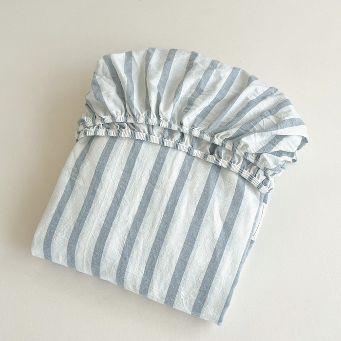 91家纺网 家纺一手货源 找家纺 佳笠家居 2025新款kimi熊系列A类宿舍全棉纯棉色织水洗棉床笠单床笠床笠单件 野原-蓝