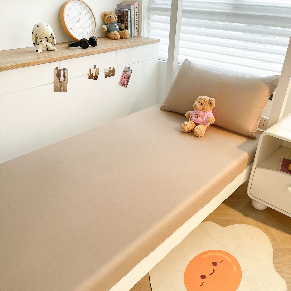 91家纺网 家纺一手货源 找家纺 澳梵家居 2025春夏新款13372全棉纯棉学生宿舍上下铺单床笠床笠单件 奶咖