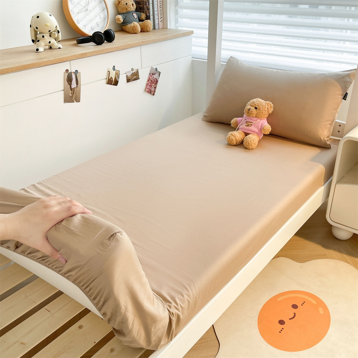 91家纺网 家纺一手货源 找家纺 澳梵家居 2025春夏新款13372全棉纯棉学生宿舍上下铺单床笠床笠单件 奶咖