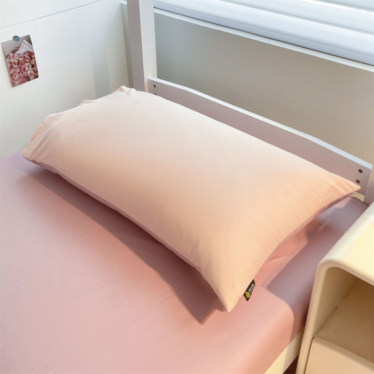 91家纺网 家纺一手货源 找家纺 澳梵家居 2025春夏新款13372全棉纯棉学生宿舍上下铺单床笠床笠单件 雾粉