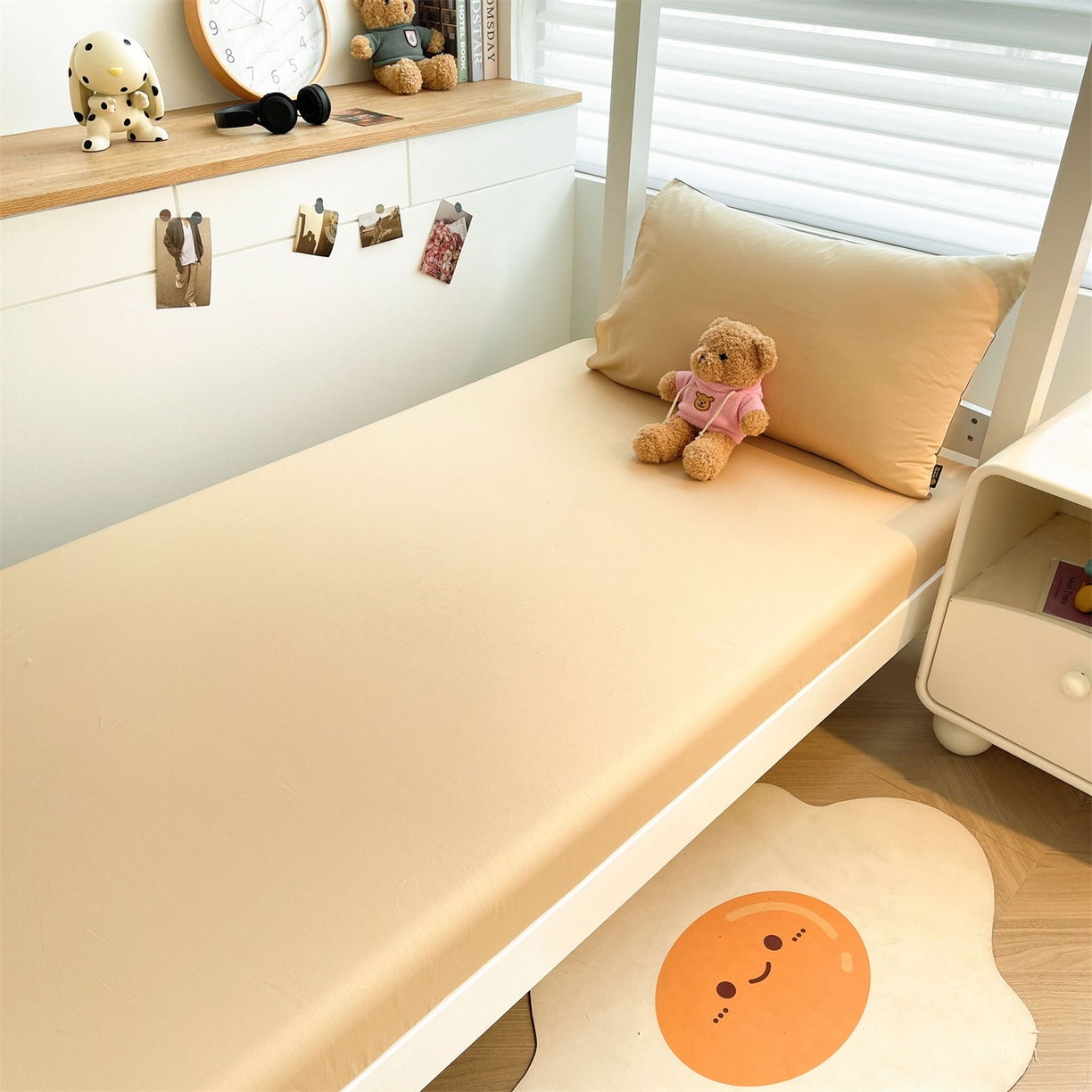 91家纺网 家纺一手货源 找家纺 澳梵家居 2025春夏新款13372全棉纯棉学生宿舍上下铺单床笠床笠单件 香槟