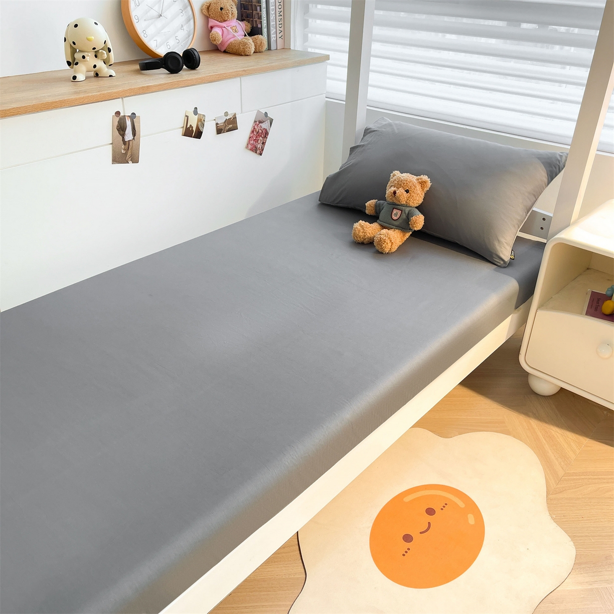 91家纺网 家纺一手货源 找家纺 澳梵家居 2025春夏新款13372全棉纯棉学生宿舍上下铺单床笠床笠单件 星灰