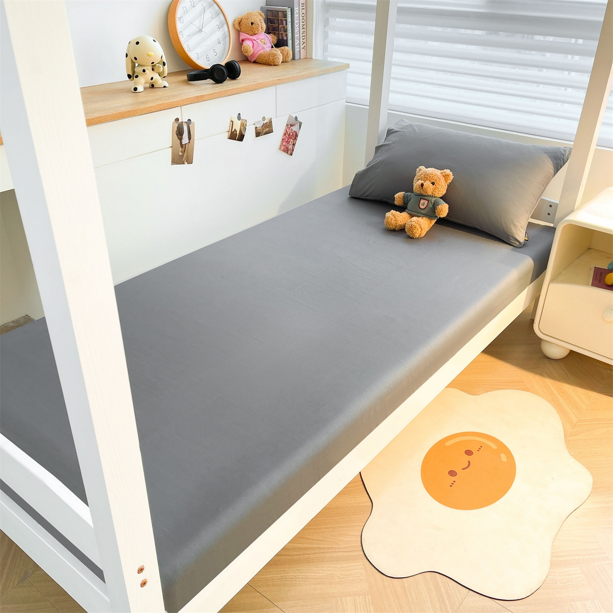 91家纺网 家纺一手货源 找家纺 澳梵家居 2025春夏新款13372全棉纯棉学生宿舍上下铺单床笠床笠单件 星灰