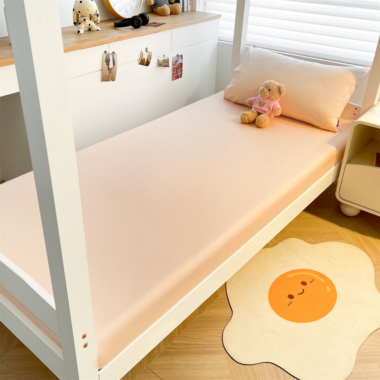 91家纺网 家纺一手货源 找家纺 澳梵家居 2025春夏新款13372全棉纯棉学生宿舍上下铺单床笠床笠单件 杏黄