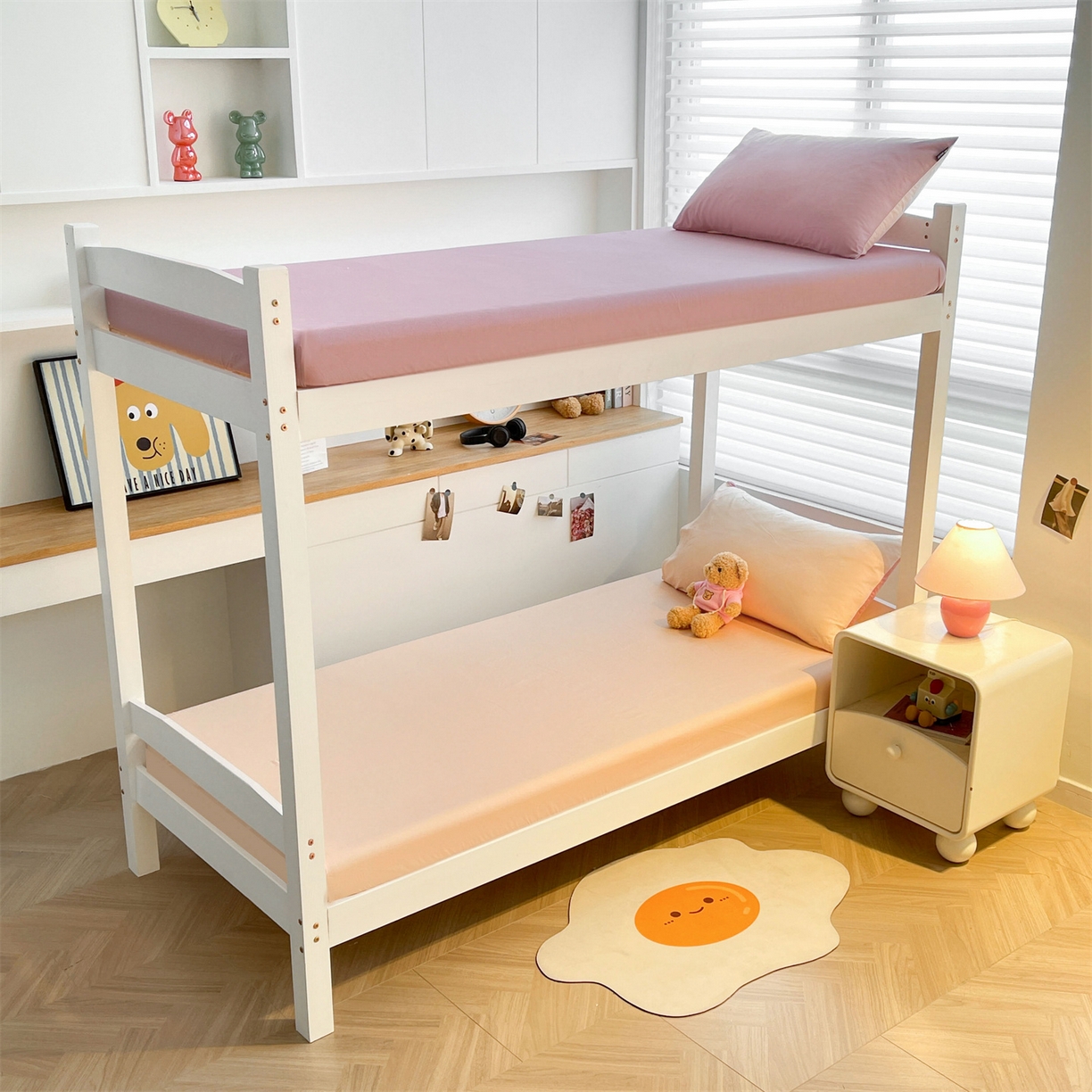 91家纺网 家纺一手货源 找家纺 澳梵家居 2025春夏新款13372全棉纯棉学生宿舍上下铺单床笠床笠单件 杏黄