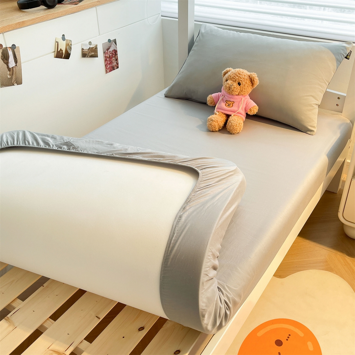 91家纺网 家纺一手货源 找家纺 澳梵家居 2025春夏新款13372全棉纯棉学生宿舍上下铺单床笠床笠单件 烟灰