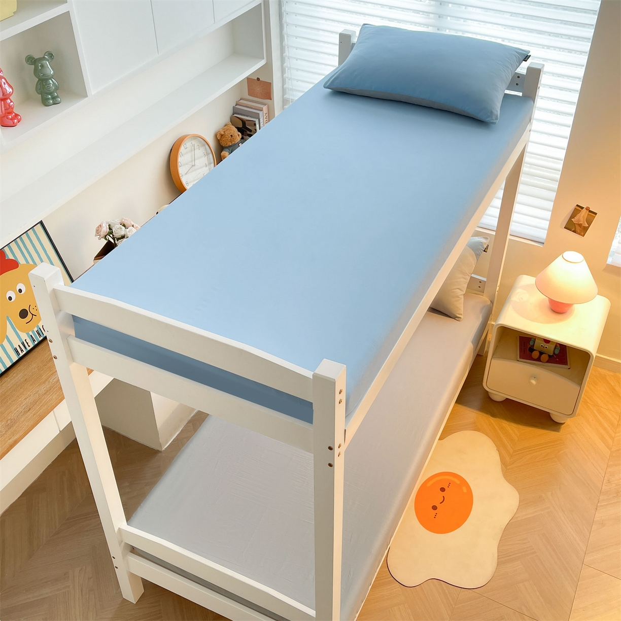 91家纺网 家纺一手货源 找家纺 澳梵家居 2025春夏新款13372全棉纯棉学生宿舍上下铺单床笠床笠单件 烟灰