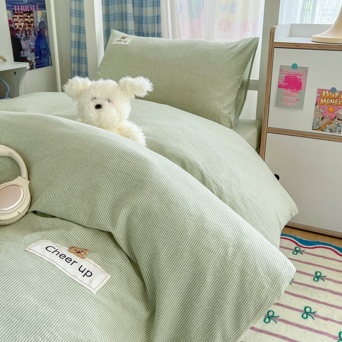 91家纺网 家纺一手货源 找家纺 （总）佳笠家居 2025新款kimi熊系列A类宿舍全棉纯棉色织水洗棉被套单被套被套单件