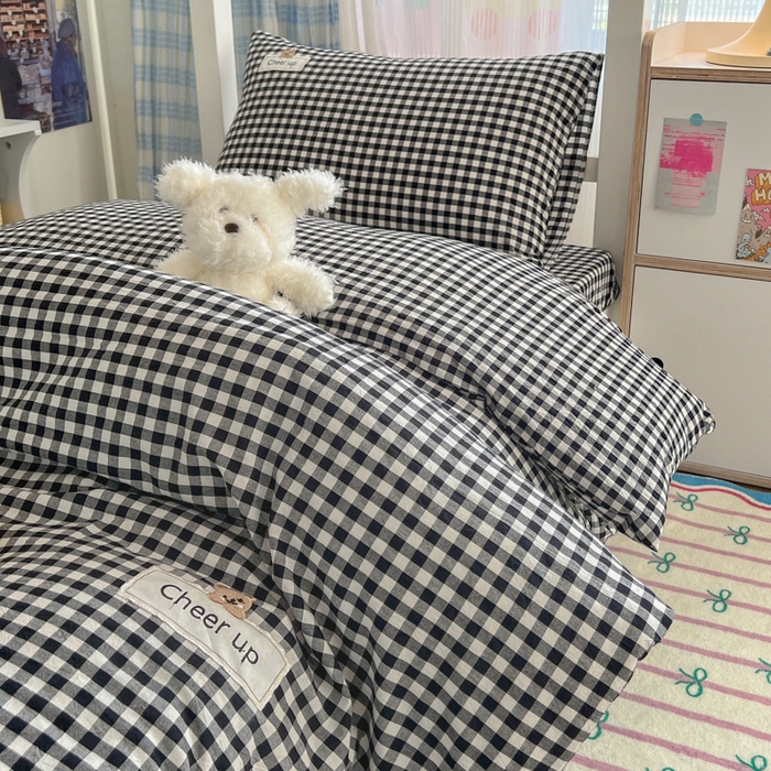 91家纺网 家纺一手货源 找家纺 （总）佳笠家居 2025新款kimi熊系列A类宿舍全棉纯棉色织水洗棉被套单被套被套单件