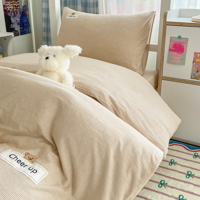 91家纺网 家纺一手货源 找家纺 （总）佳笠家居 2025新款kimi熊系列A类宿舍全棉纯棉色织水洗棉被套单被套被套单件