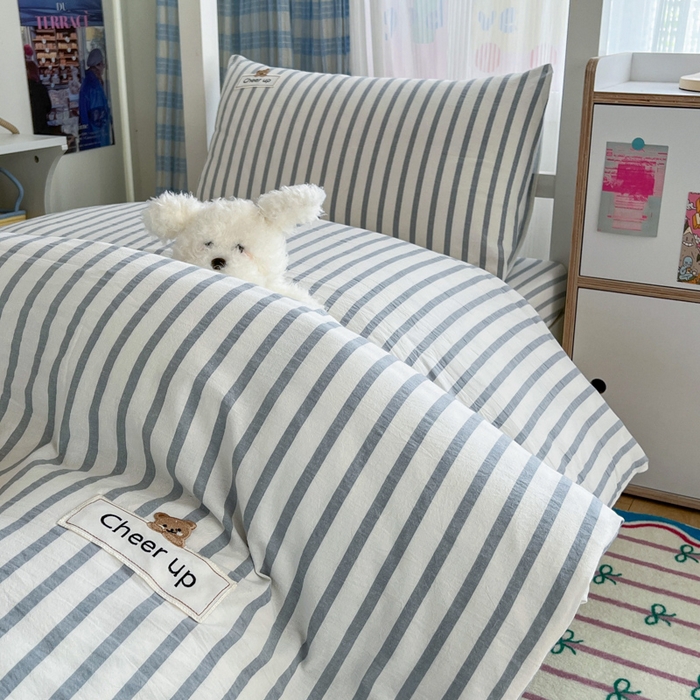 91家纺网 家纺一手货源 找家纺 （总）佳笠家居 2025新款kimi熊系列A类宿舍全棉纯棉色织水洗棉被套单被套被套单件