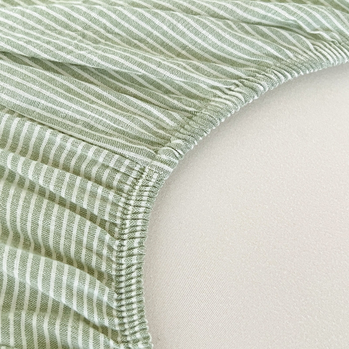 91家纺网 家纺一手货源 找家纺 佳笠家居 2025新款kimi熊系列A类宿舍全棉纯棉色织水洗棉被套单被套被套单件 果绿小条