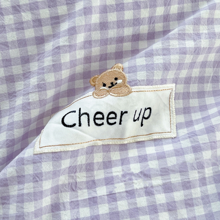 91家纺网 家纺一手货源 找家纺 佳笠家居 2025新款kimi熊系列A类宿舍全棉纯棉色织水洗棉被套单被套被套单件 香芋紫格