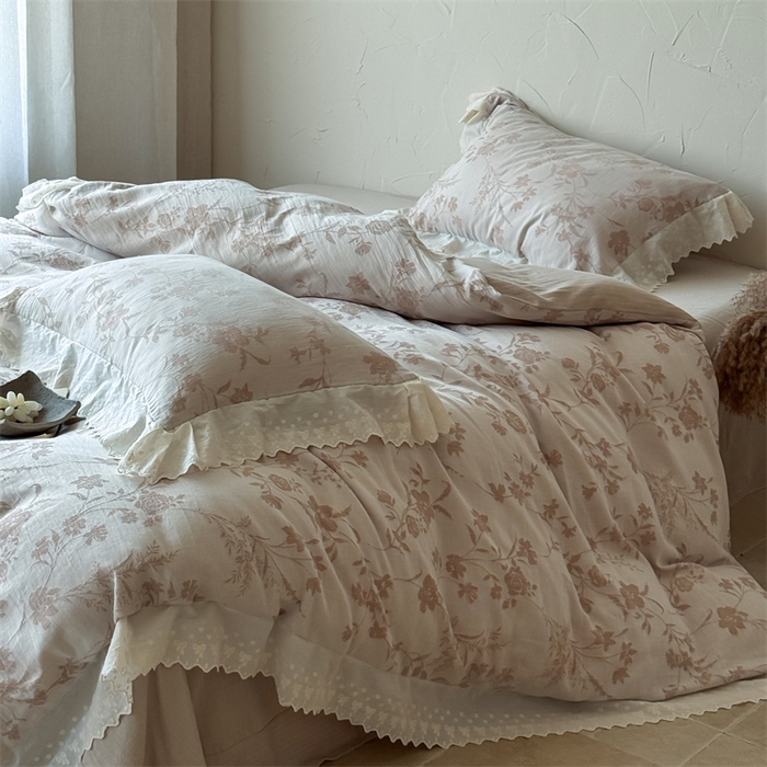 91家纺网 家纺一手货源 找家纺 （总）绒棉世家 2025新款20%亚麻80%棉棉麻提花四件套