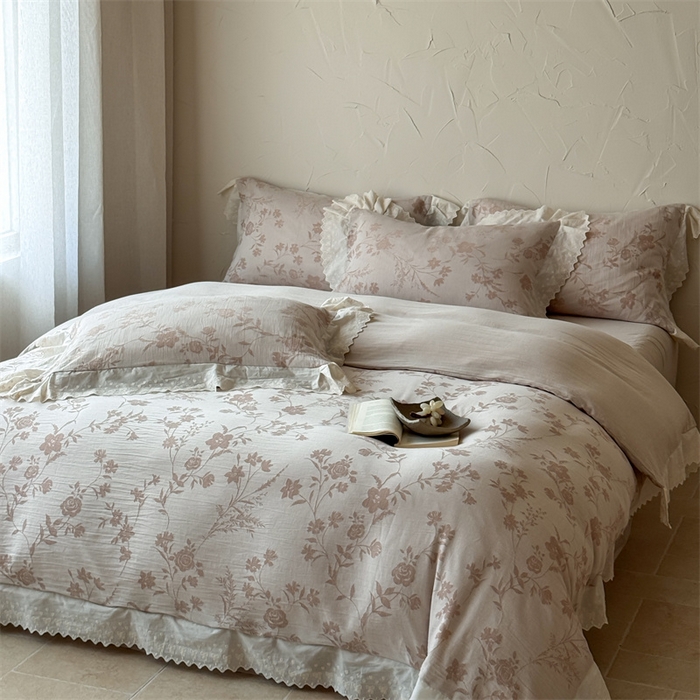 91家纺网 家纺一手货源 找家纺 （总）绒棉世家 2025新款20%亚麻80%棉棉麻提花四件套