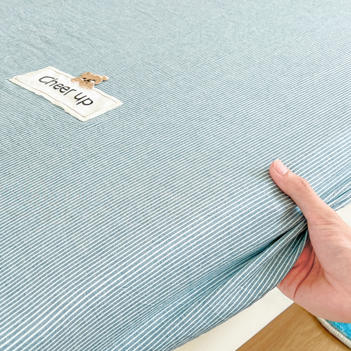 91家纺网 家纺一手货源 找家纺 佳笠家居 2025新款kimi熊系列A类宿舍全棉纯棉色织水洗棉被套单被套被套单件 丈兰小条