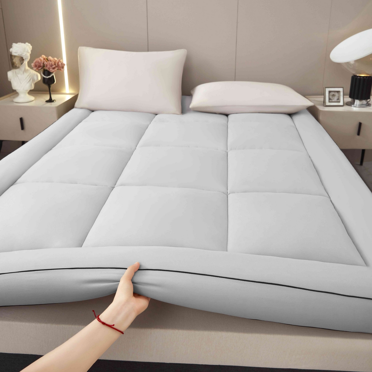 91家纺网 家纺一手货源 找家纺 （总）恒科家纺 2025新款加厚立体整张棉酒店学生床垫抗菌云尚亲肤软床垫可定制（提供买家秀）