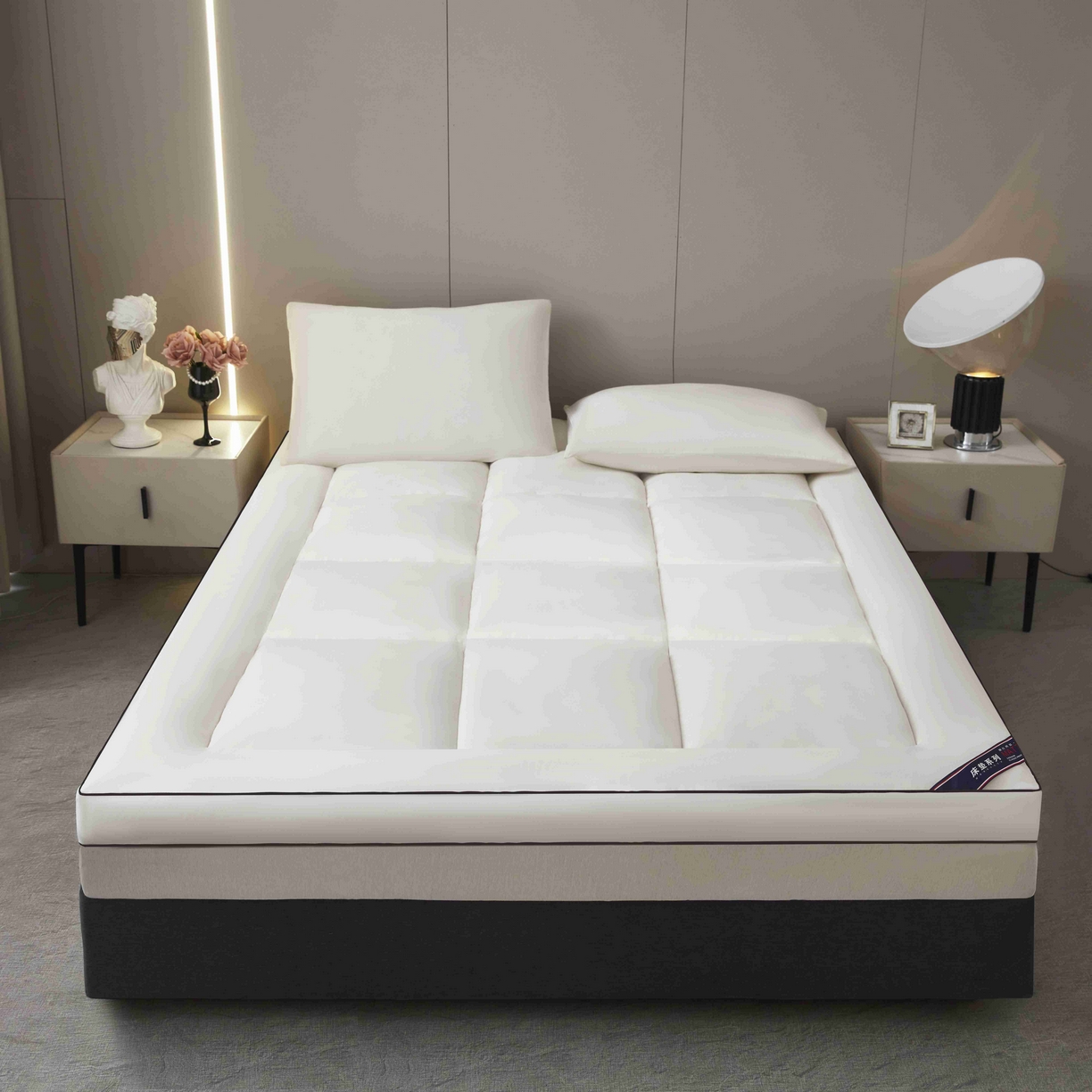 91家纺网 家纺一手货源 找家纺 恒科家纺 2025新款加厚立体整张棉酒店学生床垫抗菌云尚亲肤软床垫 山峰白