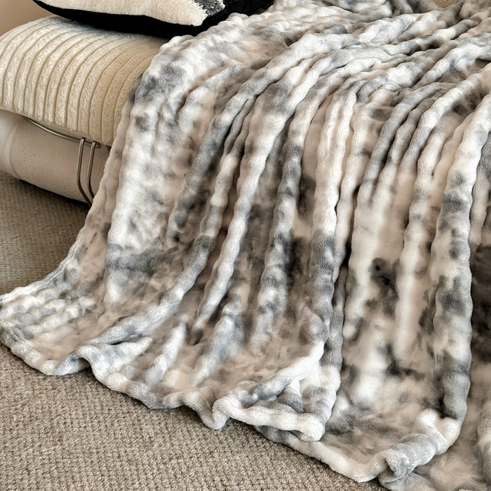 91家纺网 家纺一手货源 找家纺 兜米2025新款泡泡毛毯 炫彩灰