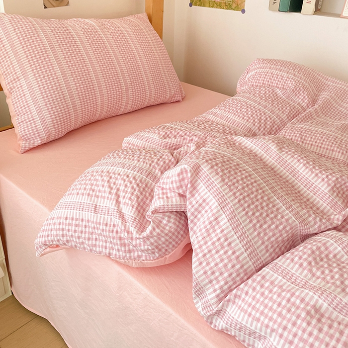 91家纺网 家纺一手货源 找家纺 （总）卡普家居 2025新款阳离子公主格学生三件套