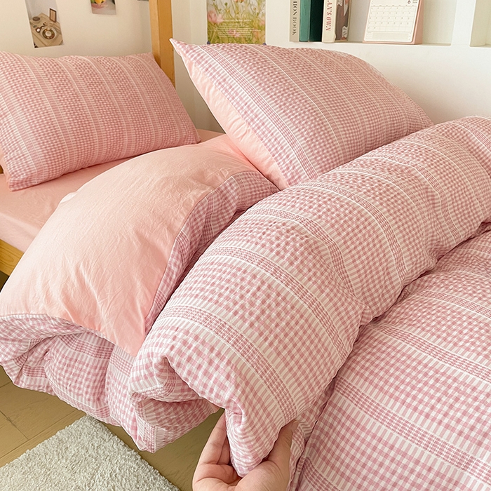 91家纺网 家纺一手货源 找家纺 （总）卡普家居 2025新款阳离子公主格学生三件套