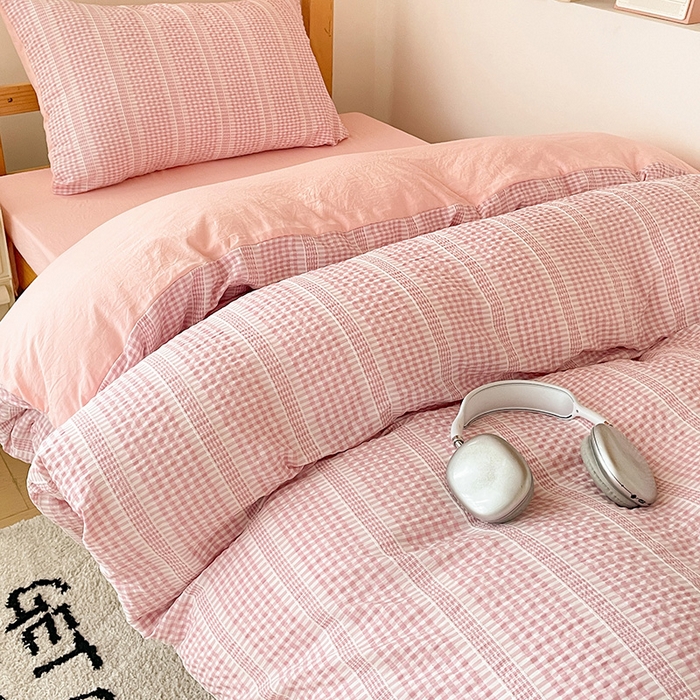 91家纺网 家纺一手货源 找家纺 （总）卡普家居 2025新款阳离子公主格学生三件套