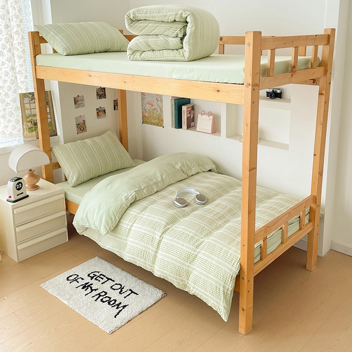 卡普家居 2025新款阳离子公主格学生三件套 阳离子公主格抹茶绿