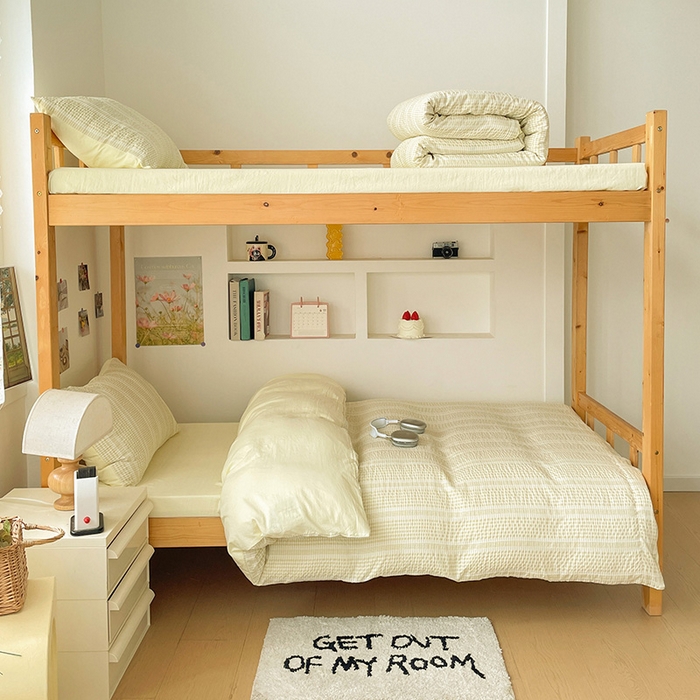 91家纺网 家纺一手货源 找家纺 卡普家居 2025新款阳离子公主格学生三件套 阳离子公主格柚子黄