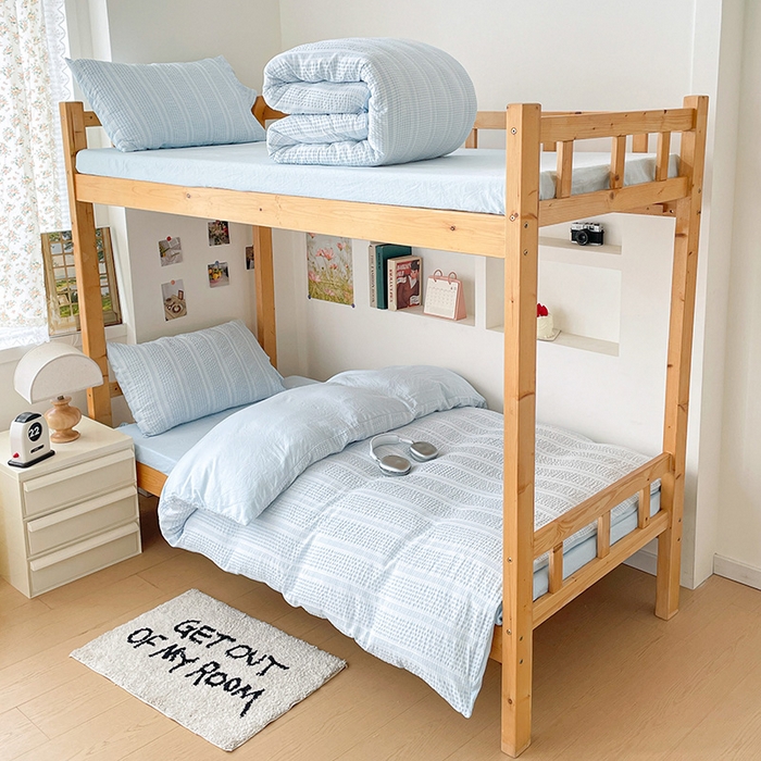 卡普家居 2025新款阳离子公主格学生三件套 阳离子公主格云朵蓝