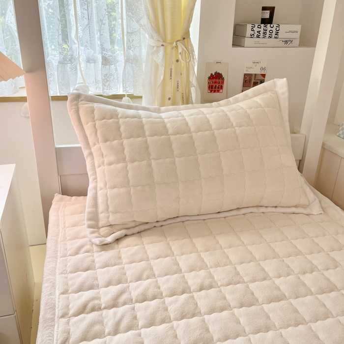 91家纺网 家纺一手货源 找家纺 川悦生活2025 新款A类印花牛奶绒床垫加厚绒保暖床护垫 吉木-奶茶