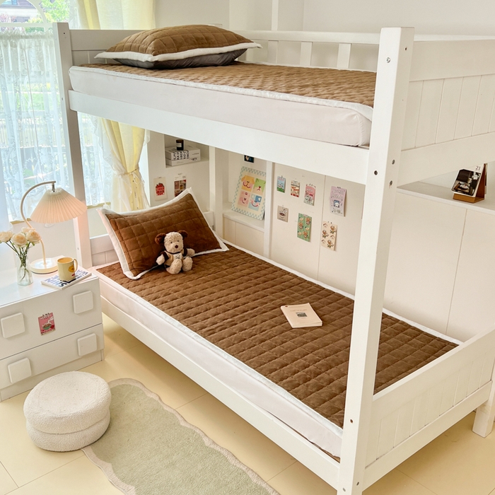 91家纺网 家纺一手货源 找家纺 川悦生活2025 新款A类印花牛奶绒床垫加厚绒保暖床护垫 吉木-暖咖