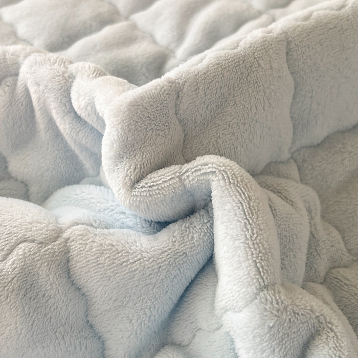 91家纺网 家纺一手货源 找家纺 川悦生活2025 新款A类印花牛奶绒床垫加厚绒保暖床护垫 吉木-青色