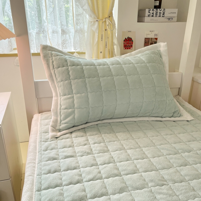 91家纺网 家纺一手货源 找家纺 川悦生活2025 新款A类印花牛奶绒床垫加厚绒保暖床护垫 吉木-轻水