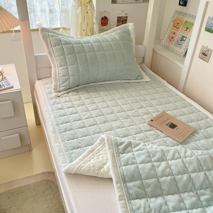 91家纺网 家纺一手货源 找家纺 川悦生活2025 新款A类印花牛奶绒床垫加厚绒保暖床护垫 吉木-轻水