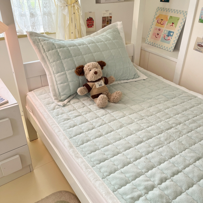 91家纺网 家纺一手货源 找家纺 川悦生活2025 新款A类印花牛奶绒床垫加厚绒保暖床护垫 吉木-轻水