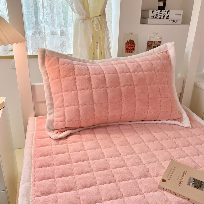 91家纺网 家纺一手货源 找家纺 川悦生活2025 新款A类印花牛奶绒床垫加厚绒保暖床护垫 吉木-甜心