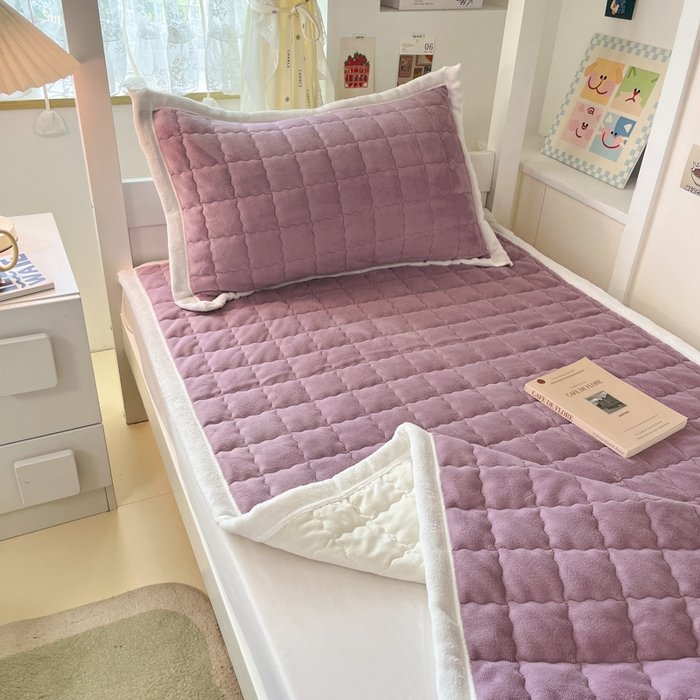 91家纺网 家纺一手货源 找家纺 川悦生活2025 新款A类印花牛奶绒床垫加厚绒保暖床护垫 吉木-香芋