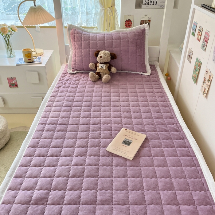 91家纺网 家纺一手货源 找家纺 川悦生活2025 新款A类印花牛奶绒床垫加厚绒保暖床护垫 吉木-香芋