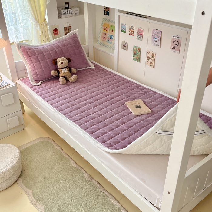 91家纺网 家纺一手货源 找家纺 川悦生活2025 新款A类印花牛奶绒床垫加厚绒保暖床护垫 吉木-香芋