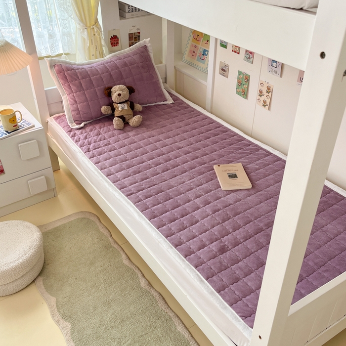 91家纺网 家纺一手货源 找家纺 川悦生活2025 新款A类印花牛奶绒床垫加厚绒保暖床护垫 吉木-香芋