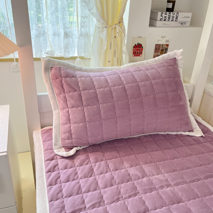 91家纺网 家纺一手货源 找家纺 川悦生活2025 新款A类印花牛奶绒床垫加厚绒保暖床护垫 吉木-香芋