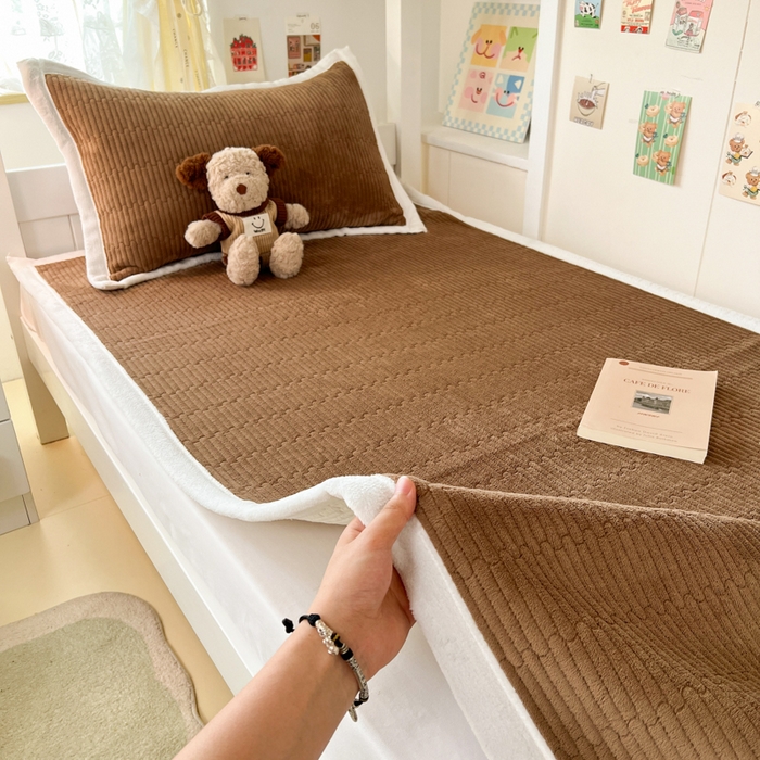 川悦生活2025 新款A类印花牛奶绒床垫加厚绒保暖床护垫 晴空-暖咖