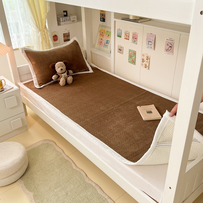 91家纺网 家纺一手货源 找家纺 川悦生活2025 新款A类印花牛奶绒床垫加厚绒保暖床护垫 晴空-暖咖