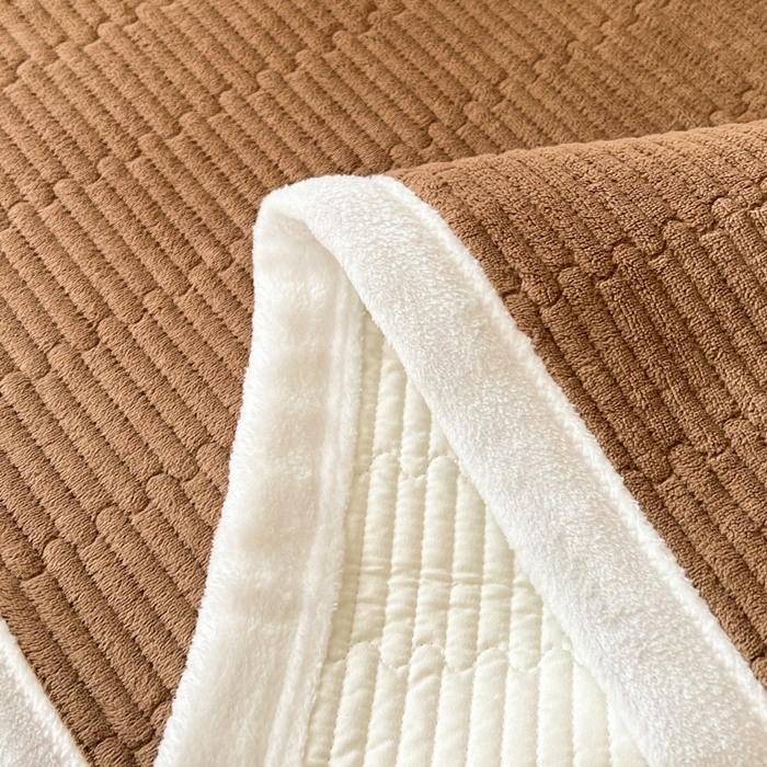 91家纺网 家纺一手货源 找家纺 川悦生活2025 新款A类印花牛奶绒床垫加厚绒保暖床护垫 晴空-暖咖