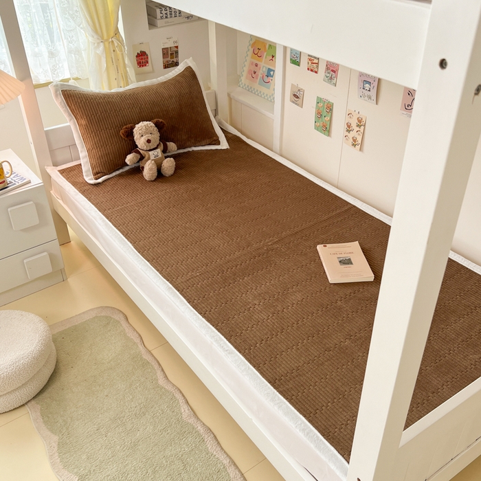 91家纺网 家纺一手货源 找家纺 川悦生活2025 新款A类印花牛奶绒床垫加厚绒保暖床护垫 晴空-暖咖