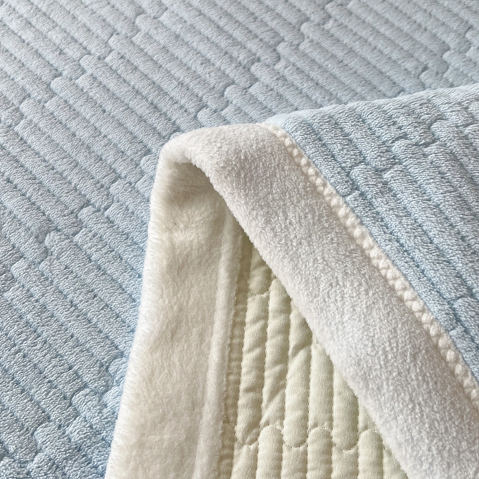 91家纺网 家纺一手货源 找家纺 川悦生活2025 新款A类印花牛奶绒床垫加厚绒保暖床护垫 晴空-青色