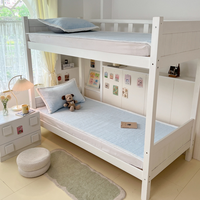 91家纺网 家纺一手货源 找家纺 川悦生活2025 新款A类印花牛奶绒床垫加厚绒保暖床护垫 晴空-青色