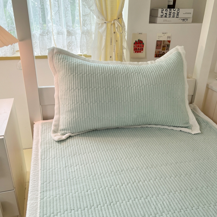 91家纺网 家纺一手货源 找家纺 川悦生活2025 新款A类印花牛奶绒床垫加厚绒保暖床护垫 晴空-轻水